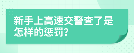 新手上高速交警查了是怎样的惩罚？