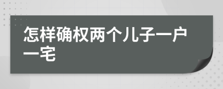 怎样确权两个儿子一户一宅