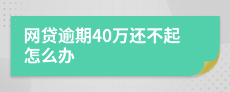 网贷逾期40万还不起怎么办