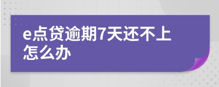 e点贷逾期7天还不上怎么办
