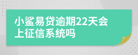 小鲨易贷逾期22天会上征信系统吗