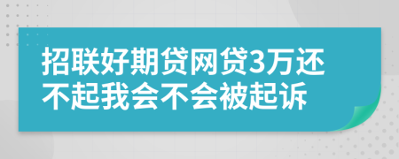 招联好期贷网贷3万还不起我会不会被起诉
