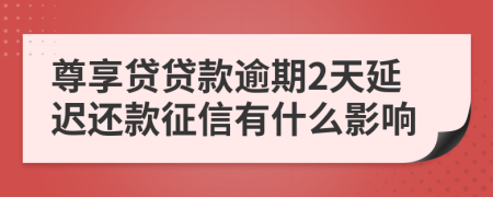 尊享贷贷款逾期2天延迟还款征信有什么影响