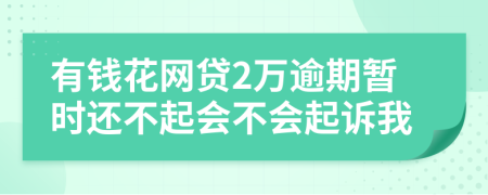 有钱花网贷2万逾期暂时还不起会不会起诉我