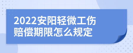 2022安阳轻微工伤赔偿期限怎么规定