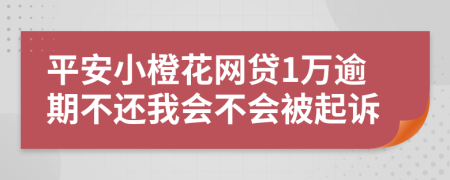 平安小橙花网贷1万逾期不还我会不会被起诉