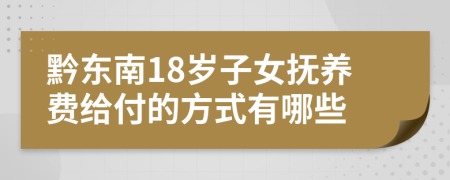 黔东南18岁子女抚养费给付的方式有哪些