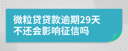 微粒贷贷款逾期29天不还会影响征信吗