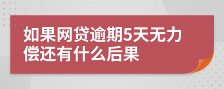 如果网贷逾期5天无力偿还有什么后果
