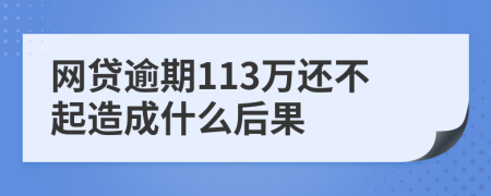 网贷逾期113万还不起造成什么后果