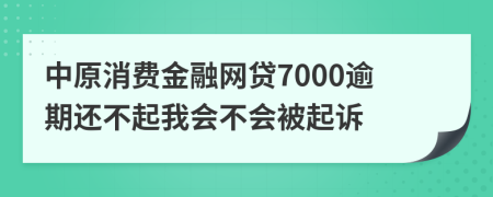 中原消费金融网贷7000逾期还不起我会不会被起诉