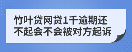 竹叶贷网贷1千逾期还不起会不会被对方起诉