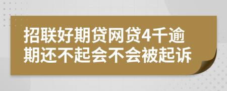 招联好期贷网贷4千逾期还不起会不会被起诉