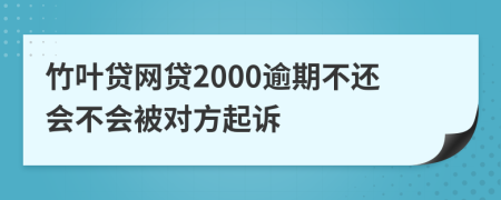 竹叶贷网贷2000逾期不还会不会被对方起诉