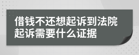 借钱不还想起诉到法院起诉需要什么证据