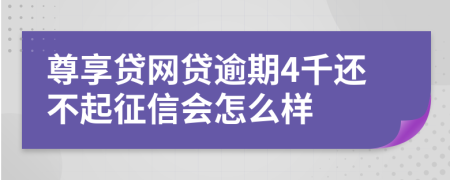 尊享贷网贷逾期4千还不起征信会怎么样