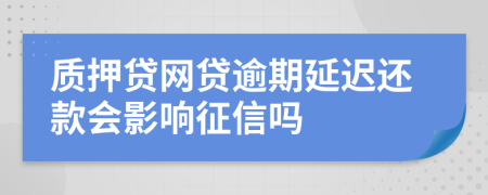 质押贷网贷逾期延迟还款会影响征信吗