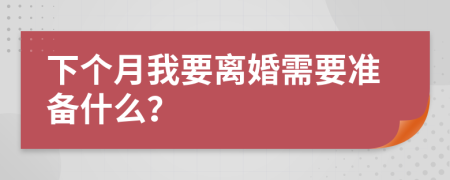 下个月我要离婚需要准备什么？