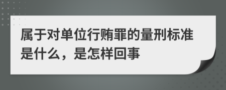 属于对单位行贿罪的量刑标准是什么，是怎样回事