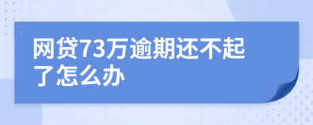 网贷73万逾期还不起了怎么办