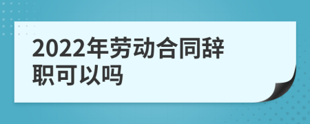 2022年劳动合同辞职可以吗