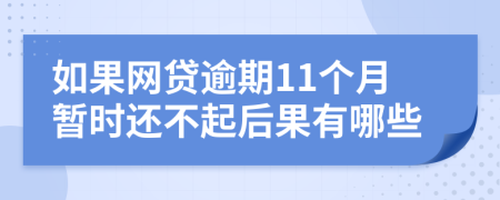 如果网贷逾期11个月暂时还不起后果有哪些