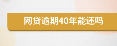 网贷逾期40年能还吗