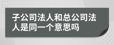 子公司法人和总公司法人是同一个意思吗