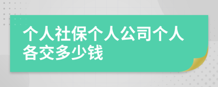 个人社保个人公司个人各交多少钱