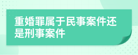 重婚罪属于民事案件还是刑事案件