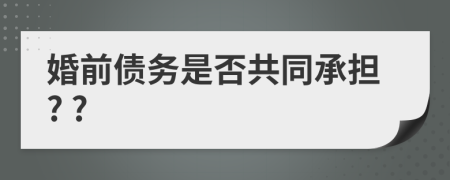 婚前债务是否共同承担? ?