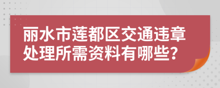 丽水市莲都区交通违章处理所需资料有哪些？