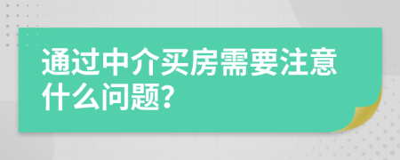 通过中介买房需要注意什么问题？