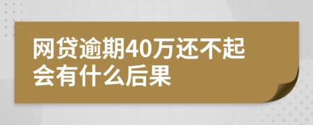 网贷逾期40万还不起会有什么后果