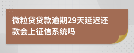 微粒贷贷款逾期29天延迟还款会上征信系统吗