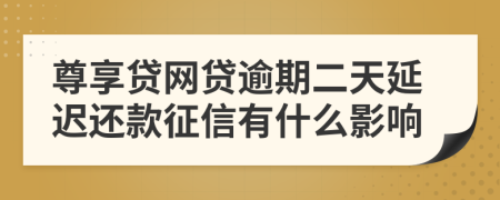 尊享贷网贷逾期二天延迟还款征信有什么影响