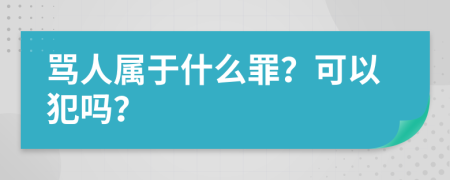 骂人属于什么罪？可以犯吗？