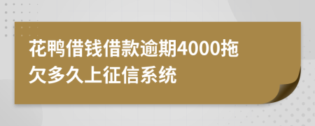 花鸭借钱借款逾期4000拖欠多久上征信系统