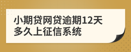 小期贷网贷逾期12天多久上征信系统