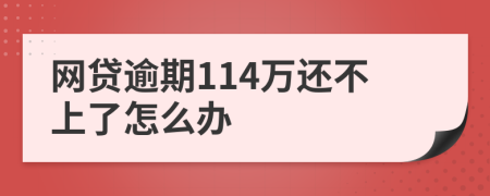 网贷逾期114万还不上了怎么办