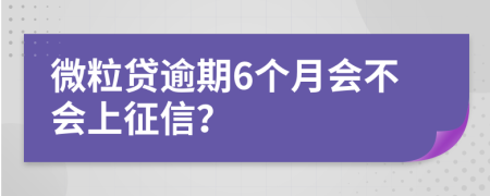 微粒贷逾期6个月会不会上征信？