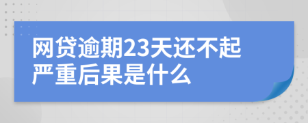 网贷逾期23天还不起严重后果是什么