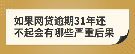 如果网贷逾期31年还不起会有哪些严重后果