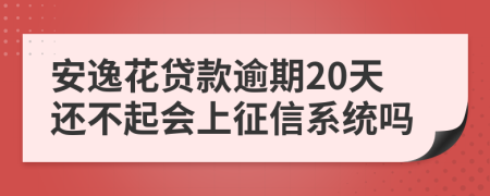 安逸花贷款逾期20天还不起会上征信系统吗