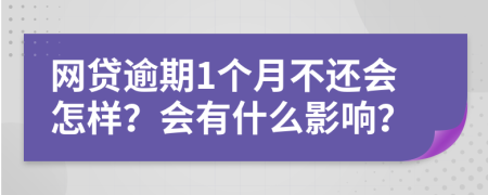 网贷逾期1个月不还会怎样？会有什么影响？