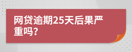 网贷逾期25天后果严重吗？