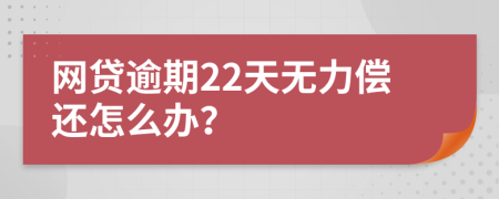 网贷逾期22天无力偿还怎么办？