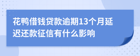 花鸭借钱贷款逾期13个月延迟还款征信有什么影响