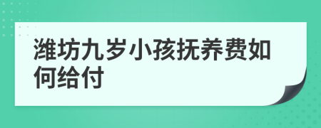 潍坊九岁小孩抚养费如何给付