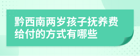 黔西南两岁孩子抚养费给付的方式有哪些